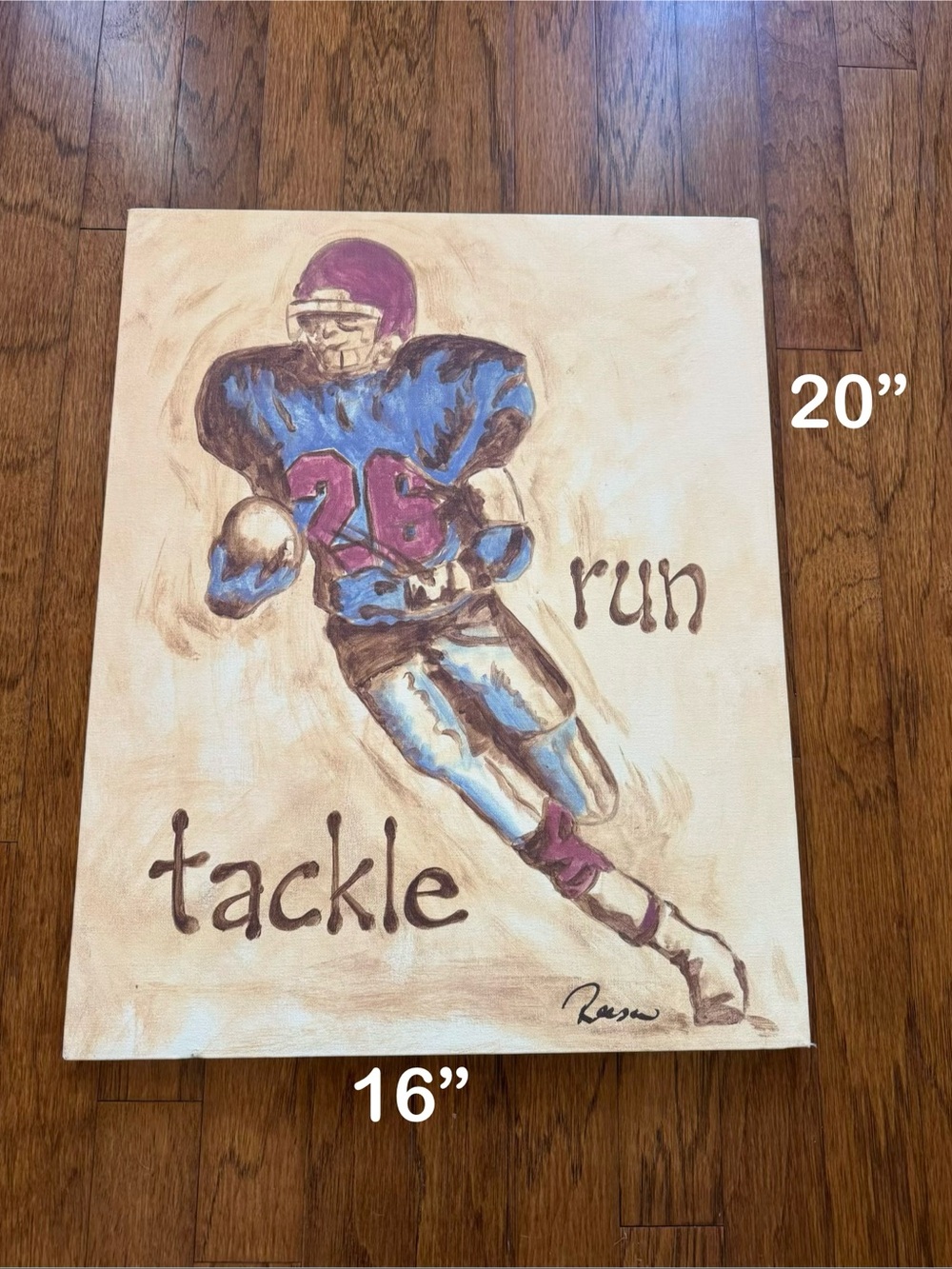 Football Player Canvas Painting 20”x16”